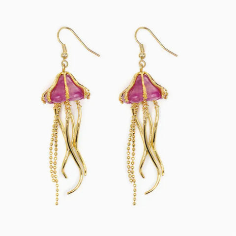 gold jellyfish earrings