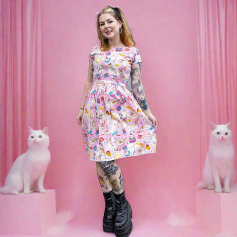 run and fly pink party cats dress