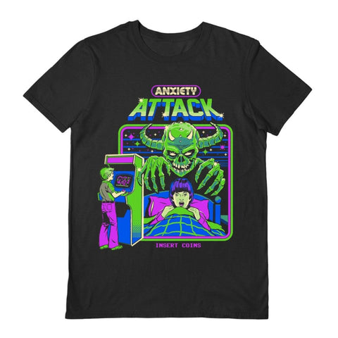 Alien anxiety attack black t-shirt Steven Rhodes