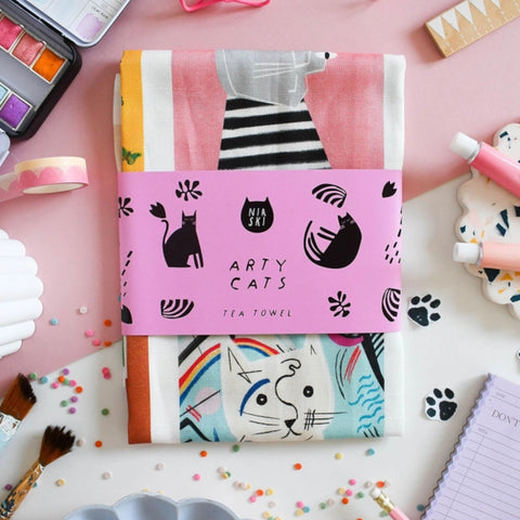 Tea Towel - Arty Cats