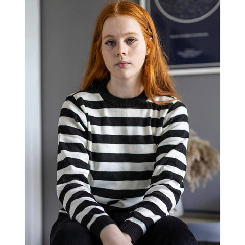 White And Black Striped Jumper