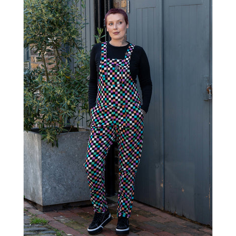 Checkerboard Stretch Dungarees