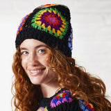 Crochet Rainbow Beanie - Black