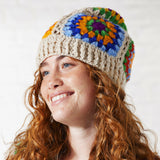 Crochet Rainbow Beanie - Cream