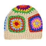 Crochet Rainbow Beanie - Cream