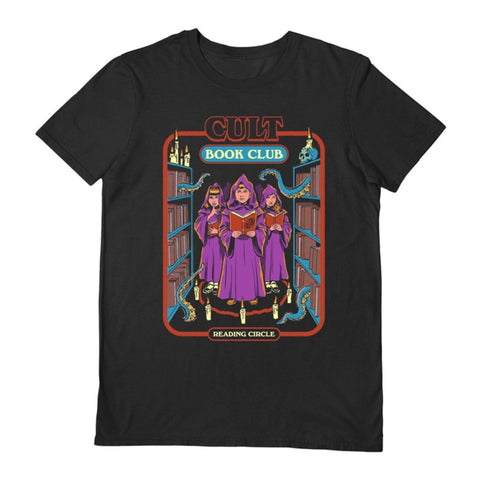 Cult book club black t-shirt Steven Rhodes