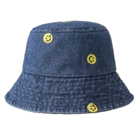 Denim Smiley Bucket Hat