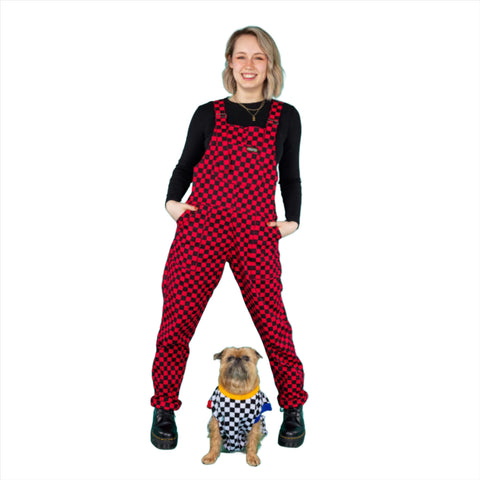 Red and Black Checkerboard Dungarees