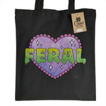 Slime font feral black cotton tote bag princely illustration