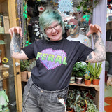 Feral glitter heart slime font t-shirt black giant kitten princely illustration