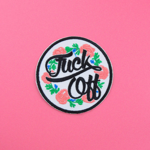 Fuck off floral iron on patch