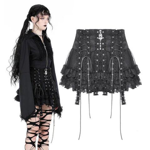 Eyelet Tulle Mini Skirt