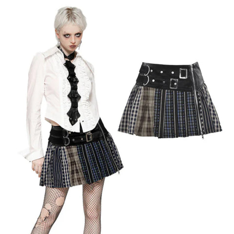 Plaid Patchwork Skirt