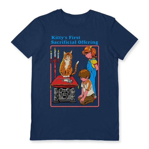 Kittys first sacrificial offering blue t-shirt Steven Rhodes
