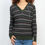 Striped Knitted Hoodie - Olive