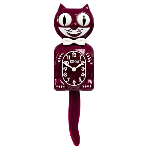 Cat Clock - Ruby Red Bowtie