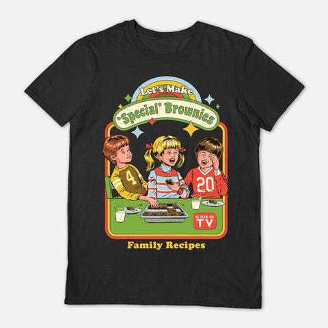 Let's make special brownies black t-shirt Steven Rhodes