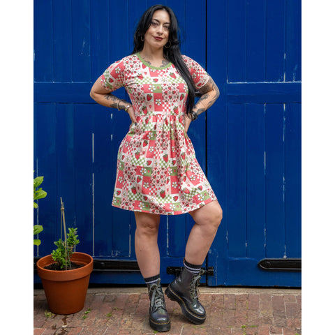 Strawberry Picnic Stretch Smock Dress