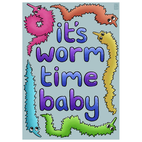 Worm on a string worm time baby A4 print