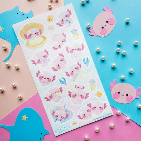 Sticker Sheet - Adorable Axolotls