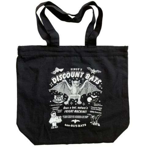 Discount bats black cotton tote bag