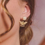 Bejewelled Pearl Bee Earrings