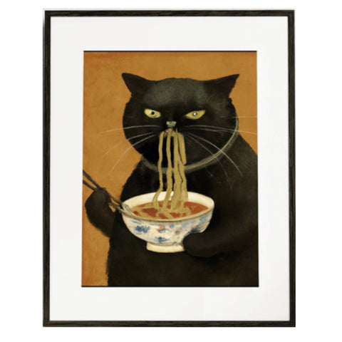 10"x8" Print - Black Spaghetti Cat