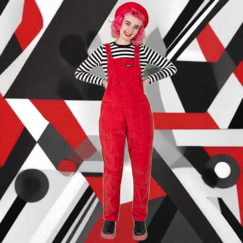 Red Dungarees - Stretch Cord