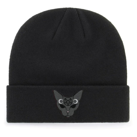 Black Beanie - Goth Cat
