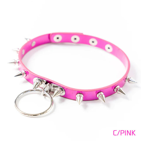 pink studded choker