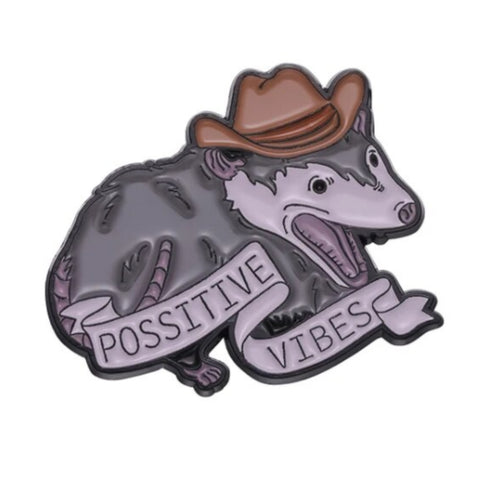 cowboy hat possum enamel pin