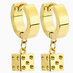 Earrings - Dice Huggies - Black/Sil/Gold