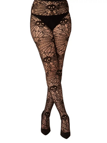 Hand Printed Tights - Skull and Web