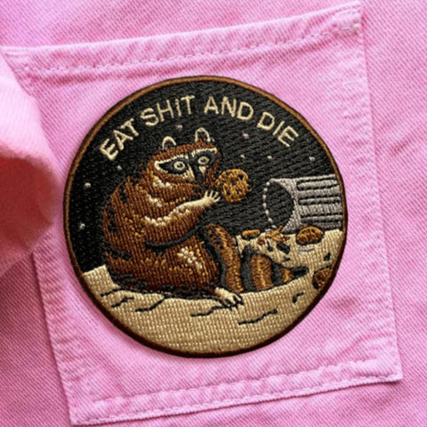 embroidered patch raccoon