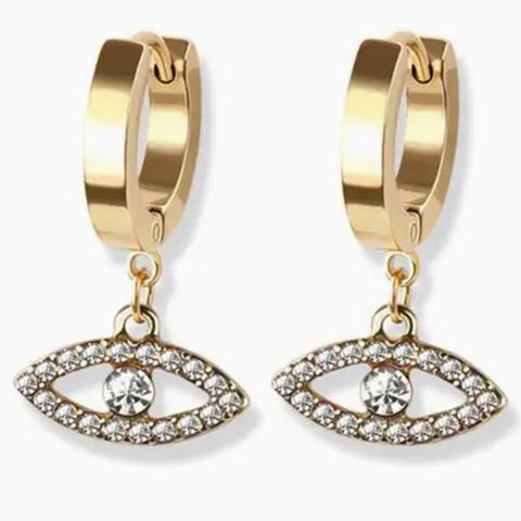 gold evil eye huggie earrings