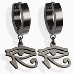 Earrings - Eye of Horus Huggies - Black/Sil/Gold