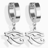 Earrings - Eye of Horus Huggies - Black/Sil/Gold