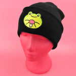 Black Beanie - Frog & Mushroom