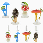 frog and mushroom ornaments