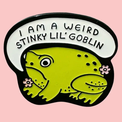 weird stinky goblin frog enamel pin badge