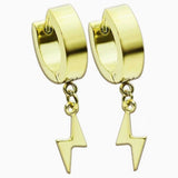 Earrings - Lightning Bolt Huggies - Black/Sil/Gold