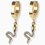 Earrings - Snake Huggies - Black/Sil/Gold