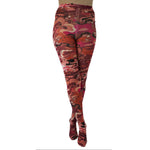 Hand Printed Tights - Outer Space Burgundy