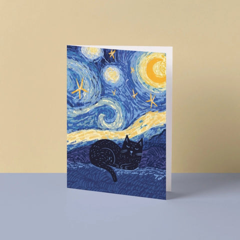 Starry Night Cat Card