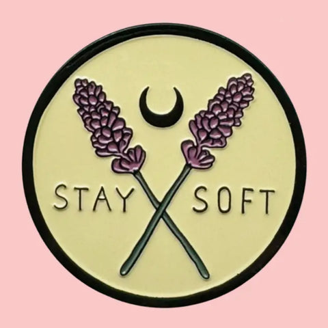 stay soft lavender enamel pin badge