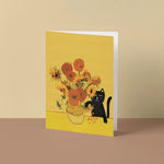 Sunflower Vase Cat Card