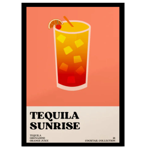 A4 Cocktail Print - Tequila Sunrise