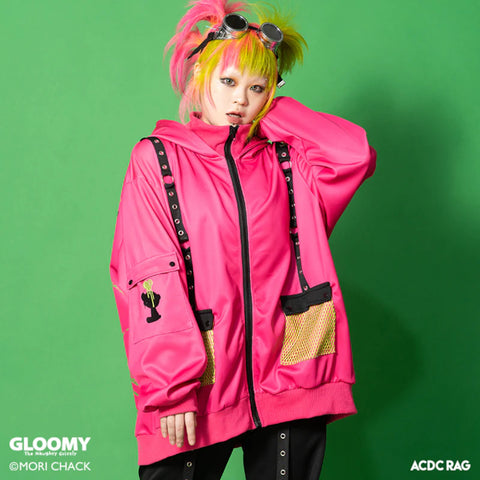 ACDC Rag Mesh Hoodie - Japanese Import - Gloomy Bear - Vivid Pink