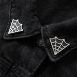 spider web collar pin enamel