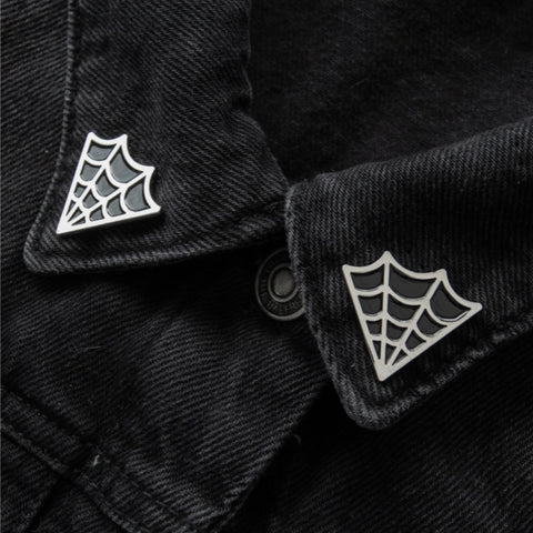 spider web collar pin enamel